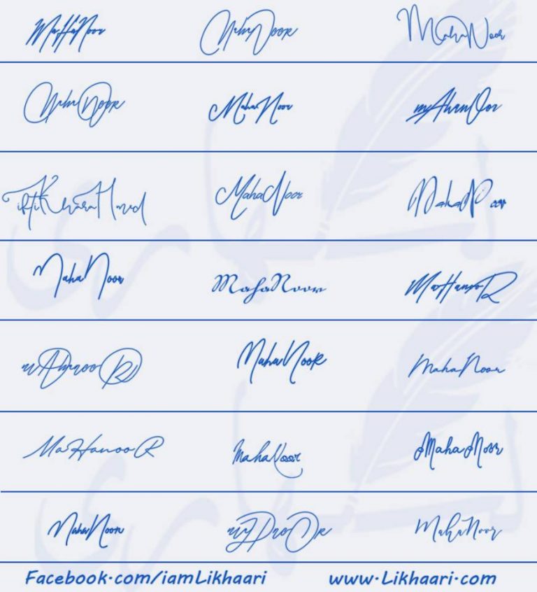 Signatures for Maha Noor - Likhari Signature