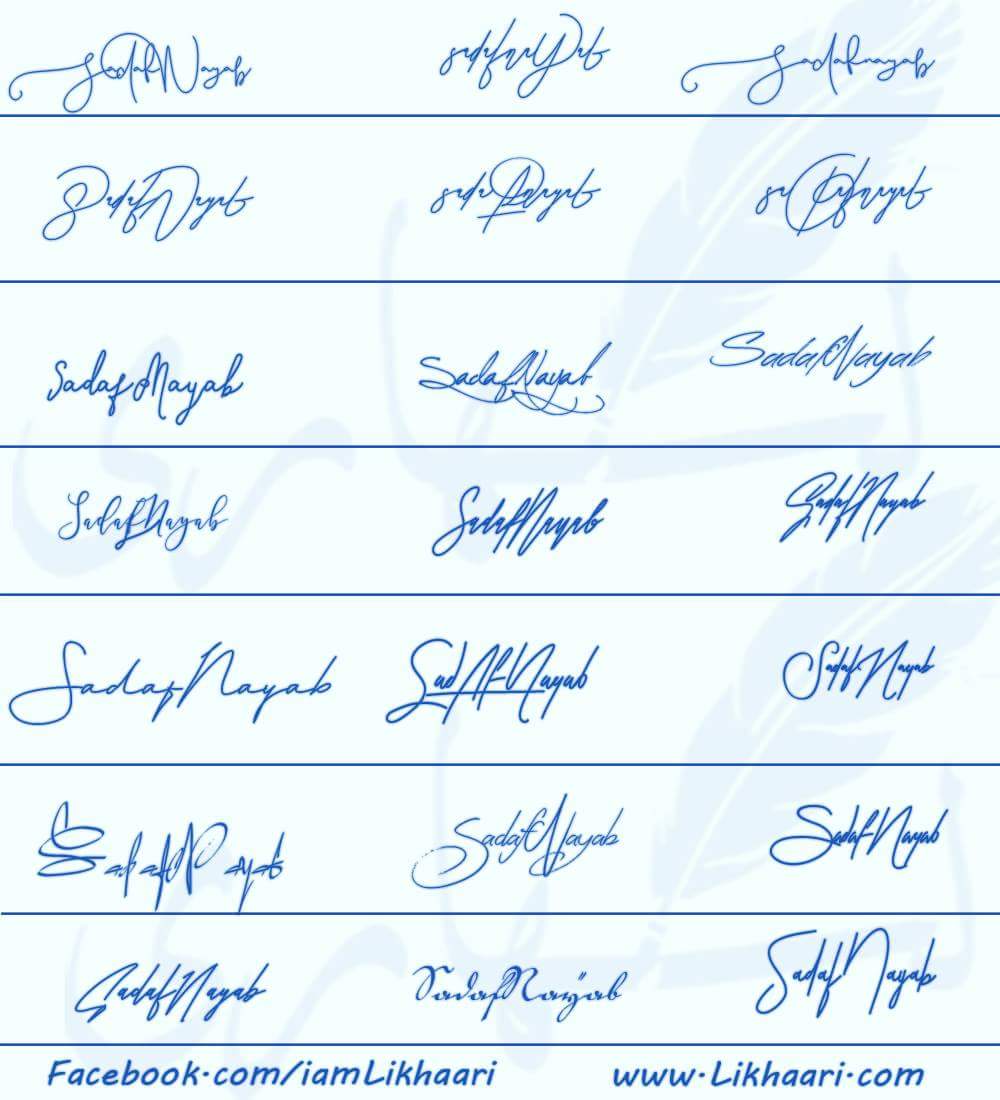 Signatures for Sadaf Nayab - Likhari Signature